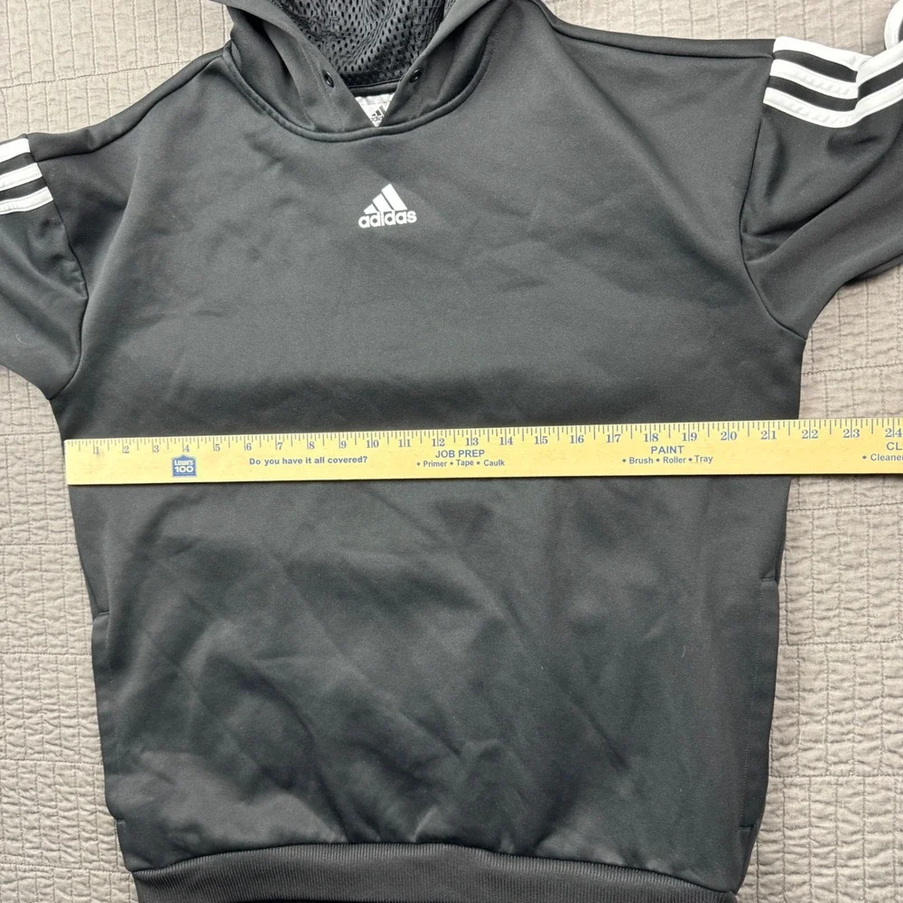 Adidas Kids Youth Boys Medium 12-14 Black 3-Stripe Pullover Hoodie Sweatshirt